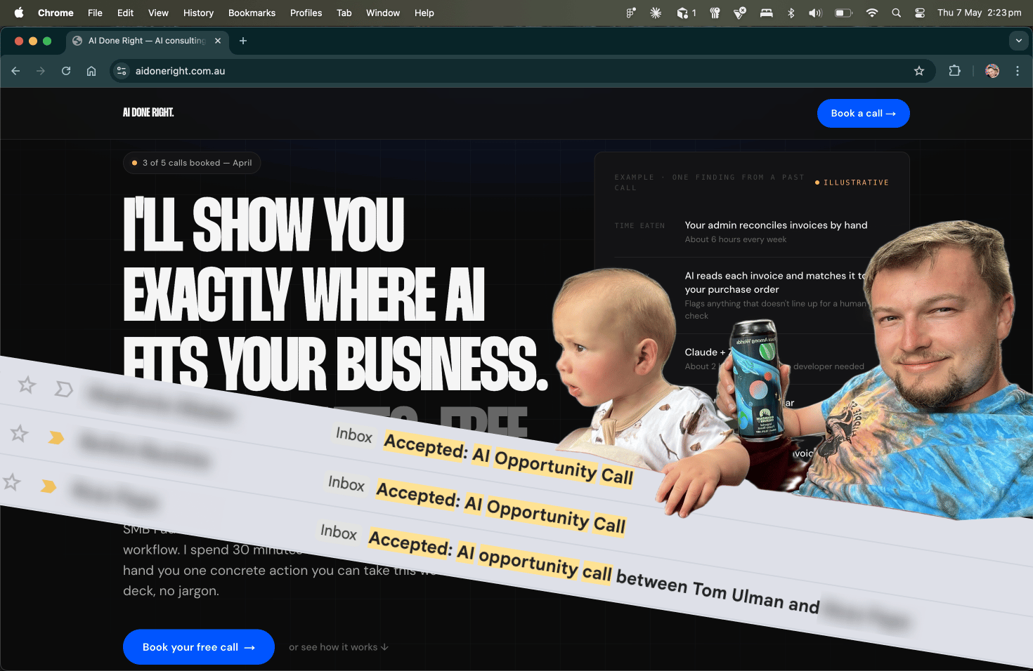 AI Done Right site and booked opportunity calls
